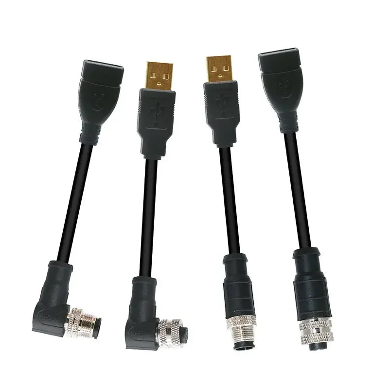 M12 to USB Cable Connector 4Pin 5 Pin A/D/B Code to USB Scanner Cable Industrial Camera USB to M12 Male Female Extension Line