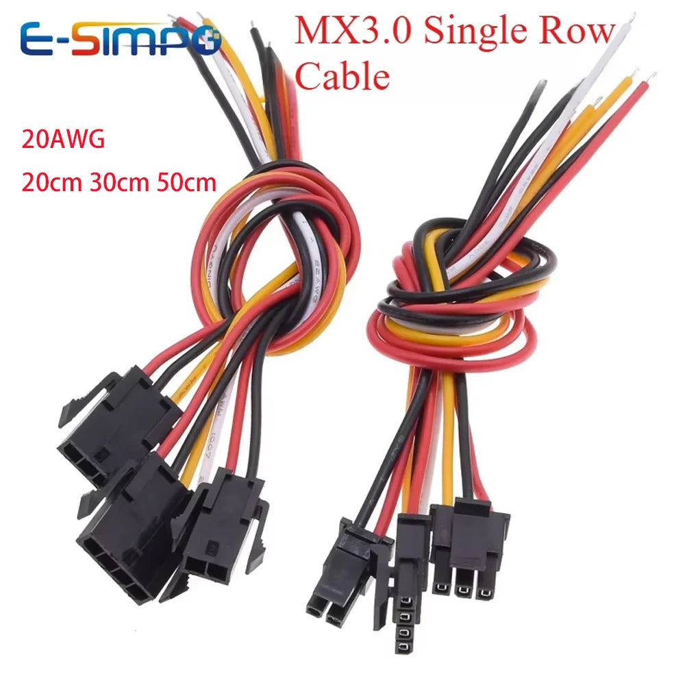 5pc Micro-Fit MX3.0 Single Row 2/3/4/5/6Pin Male Female 43025 43020 Plug Receptacle 20AWG 20/30/50cm Wire Connector Cable Harnes