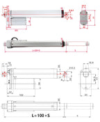 12V 24V Stroke 150mm 200mm 250mm Linear Actuator 1000N Max Lift with Mounting Brackets IP54 Waterproof Linear Motion Actuator