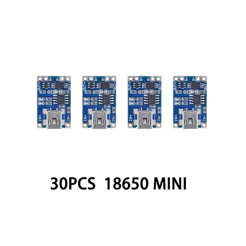 30PCS Micro/TYPE-C/MINI USB 5V 1A 18650 TP4056 Lithium Battery Charger Module Charging Board With Protection Dual Functions