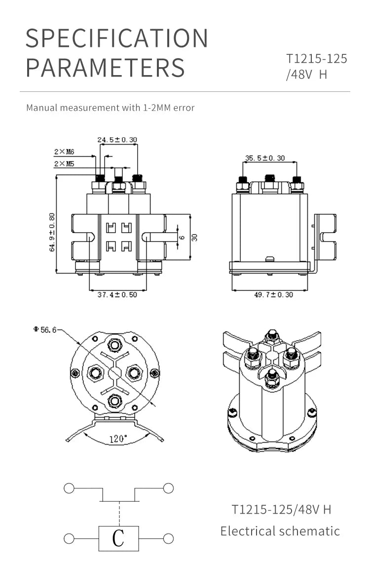 Accessories 12V 24V 48V DC Pump Contactor Relay 125A Contactor For Pallet Truck