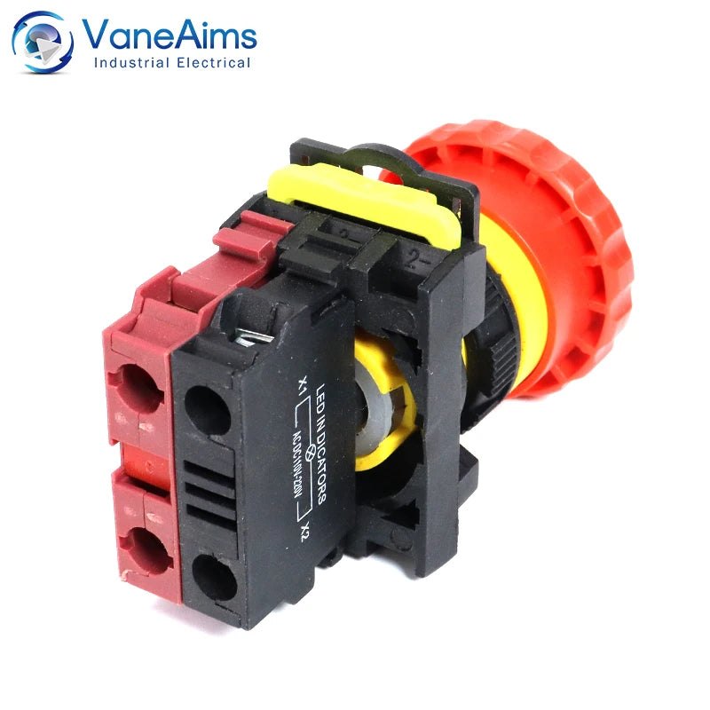 22mm LA36M Emergency Stop Switch Lockable Push Button 12v 24v 220v 10A 1NC 2NC Red Mushroom Head E-Stop Switches On Off VaneAims