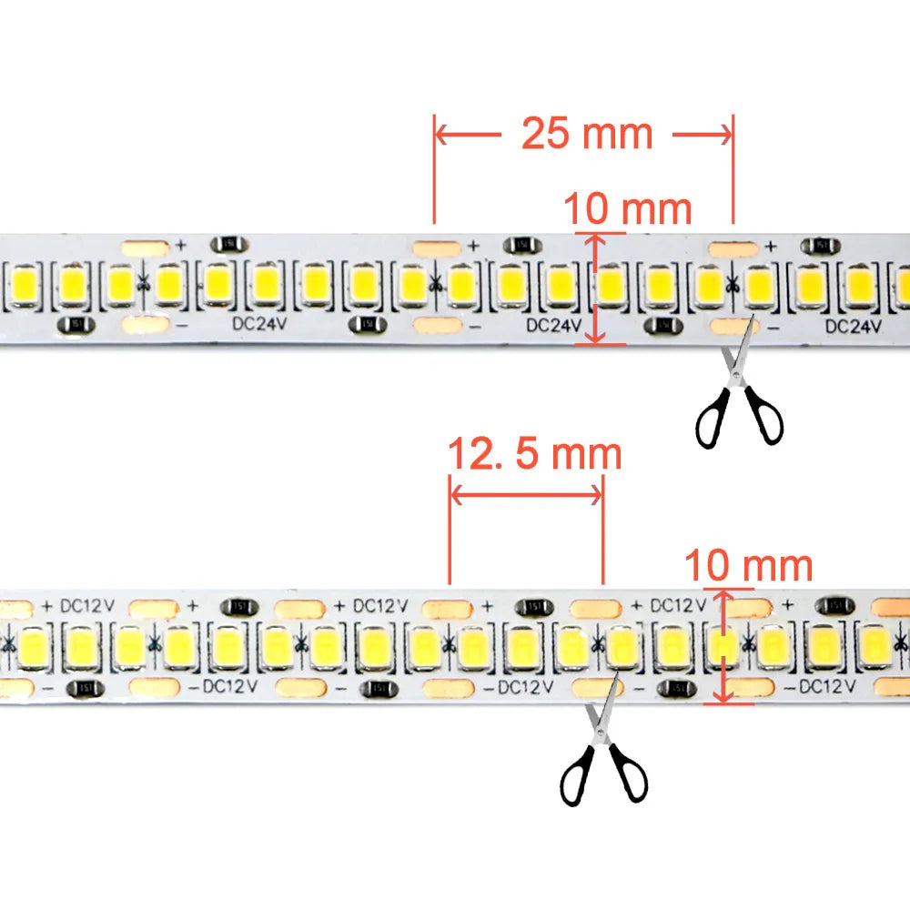 12V 24V LED Strip 2835 120LEDs/m Home Lamp Strip Pink Red Ice Blue Green Golden Yellow Orange Flexible Waterproof Soft Lamp Bar