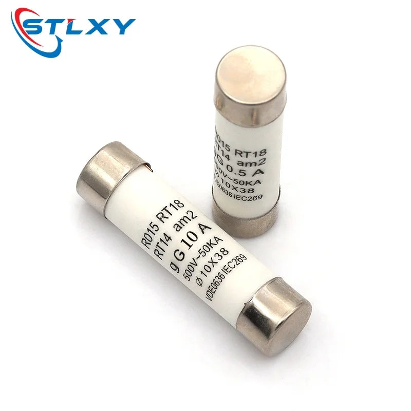 5Pcs 10*38 Fast blow Ceramic Fuse 10x38mm Fuse 500V 0.5A 1A 2A 4A 5A 6A 8A 10A 16A 20A 32A RO15 RT18 RT14