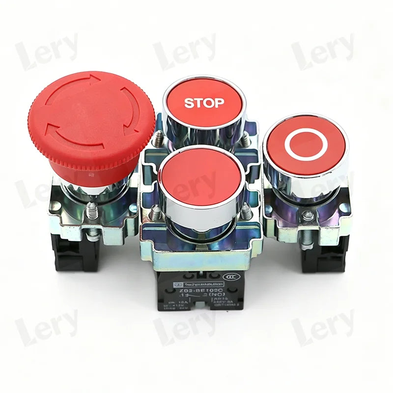 1Pcs XB2-BG21 XB2-BA31 XB2-BS54 22mm Knob Key Start Inching Power on Button Switch Self Reset Small Mushroom Head Emergency Stop