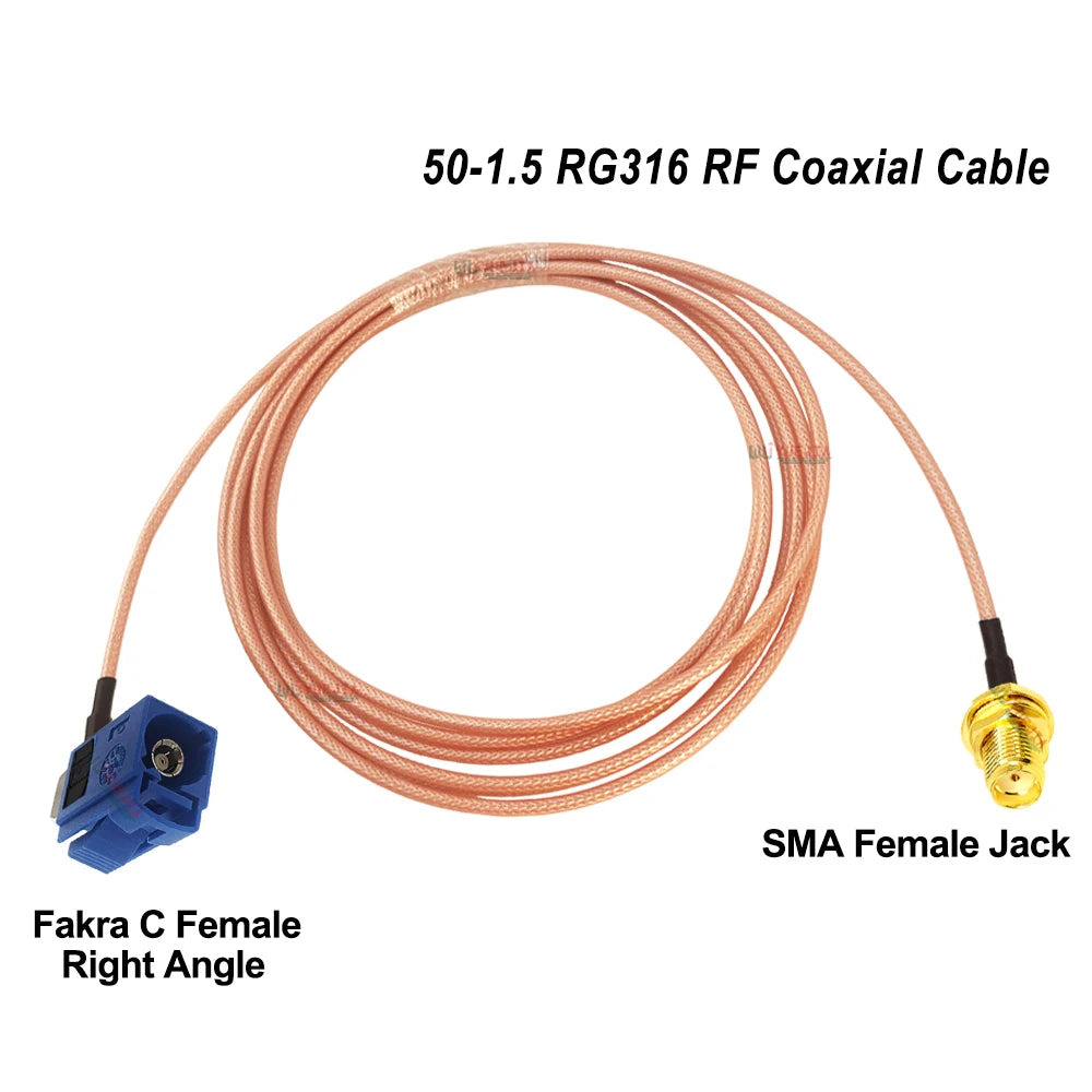 SMA to Fakra C RG316 Cable Blue Fakra C Female to SMA RP-SMA Female/Male Connector 50 Ohm RF Coax Cable Extension Jumper Pigtail