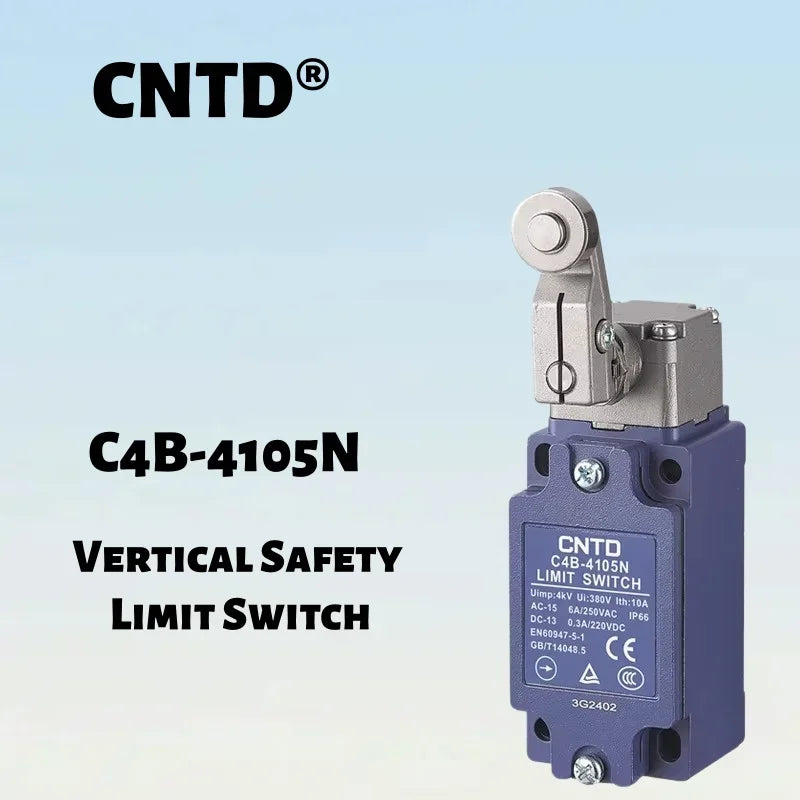 Safety Limit Switch, CNTD C4B‑4105N metal housing 1NO1NC forced disconnect contact, 10A 250VAC IP65, position trigger sensor