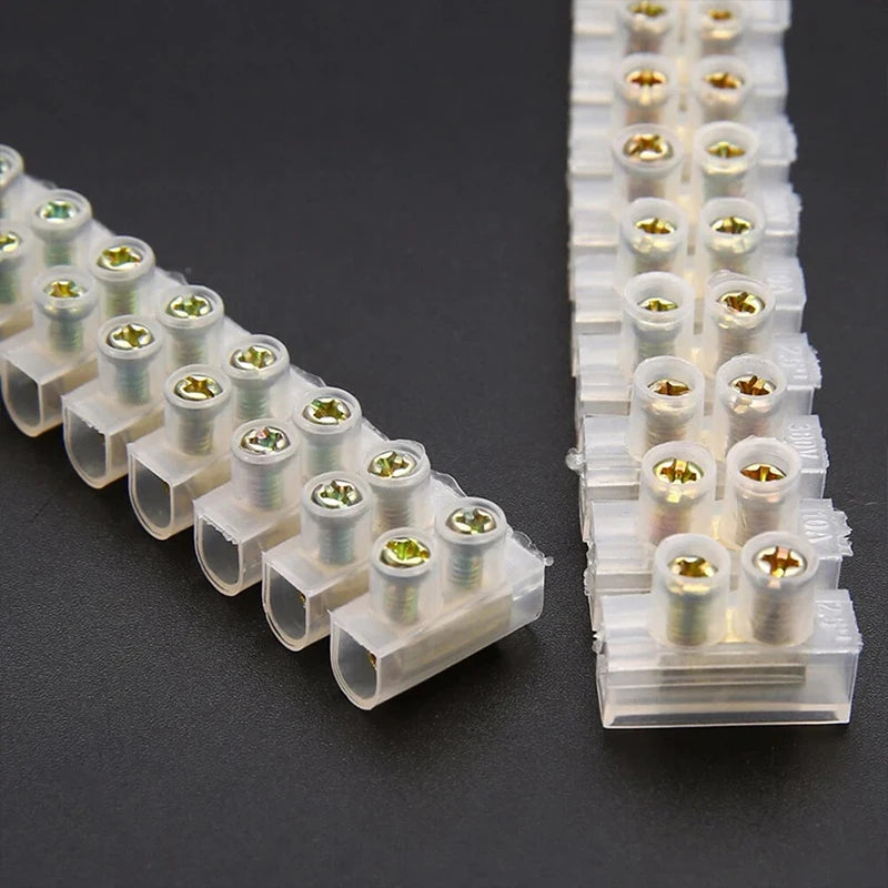 12 Position Terminal Connector Nylon Plastic Electric Terminal Block Dual Connector Strips 5/10/20/30A Electric Barrier Strip
