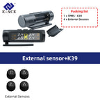 E-ACE 4 Sensors TPMS Removable Battery Wireless Intelligent Sensing Tire Pressure Monitor System Safety Alarm LCD Display