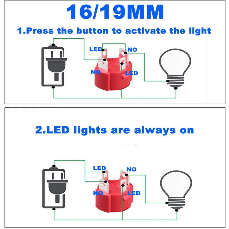 10A 15A 20A waterproof high current metal button switch 16MM19MM22MM automotive LED self-locking reset switch 3V5V6V12V24V220V