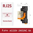 Thin-Flat Intermediate Relay 1NO1NC/2NO2NC 8A 24VDC | Compatible with  RJ1S-CL-D24 & RJ2S-CL-D24 | DIN Rail Relay for Contro