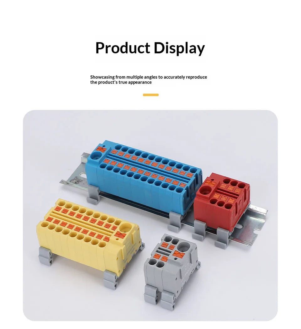 Push-in Terminal Block PTF6X2.5mm One in Multiple Out Splitter Spliceable Wire Connectors DIN Rail Junction Box Electrical Joint