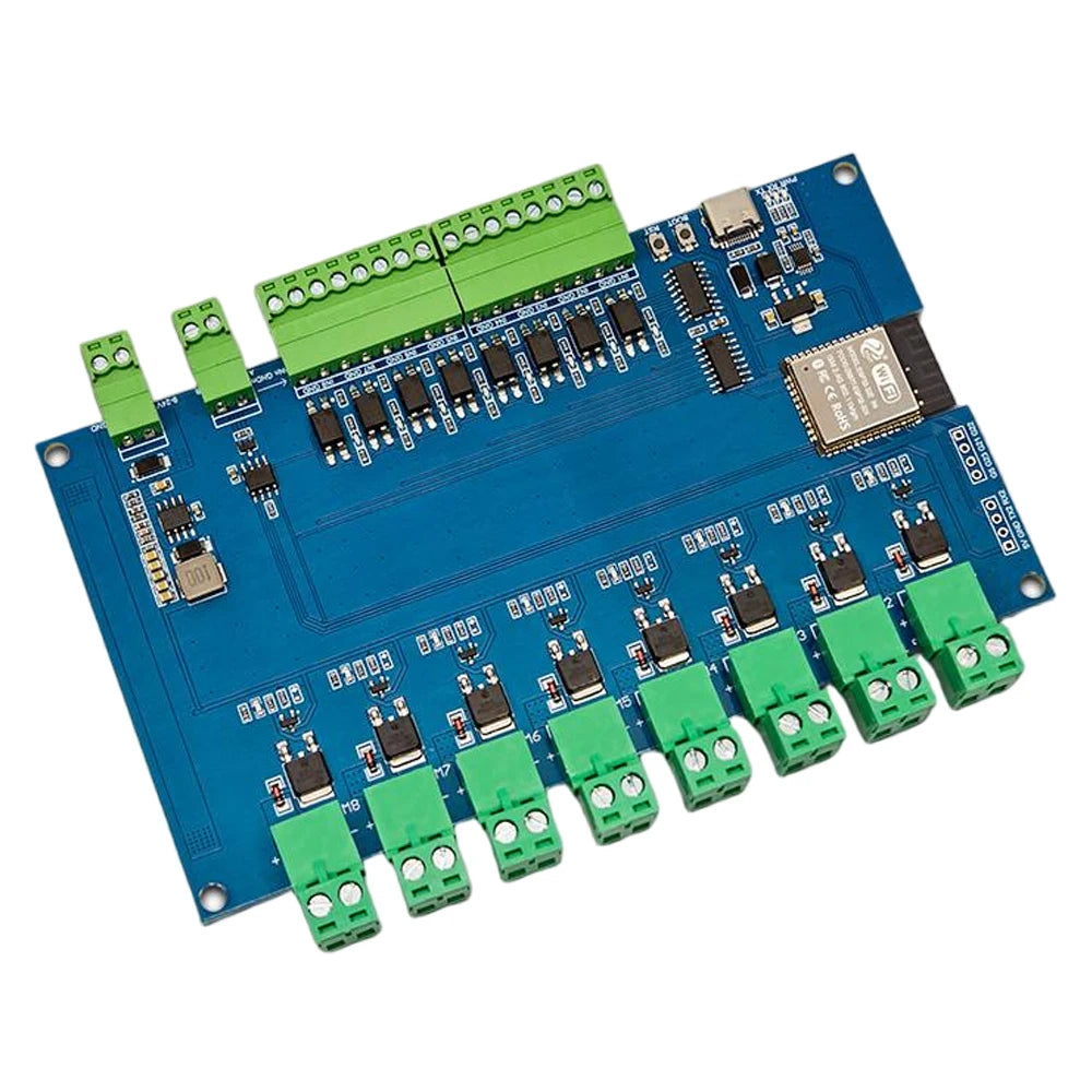 ESP32 Modbus RTU 8CH MOSFET Module RS485 TTL UART 8 Opto-Isolated Input CH340 WiFi BT Type-C & 7-24VDC Dual Dual Power Supply