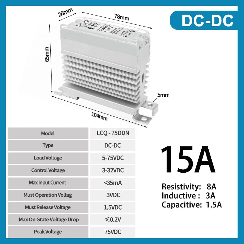 LCTC Solid State Relay DIN Installation DC-AC AC-AC DC-DC Single-Phase Relay With Radiator 10a15a25a40a SSR