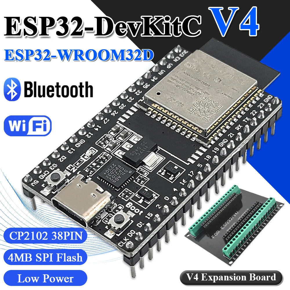 ESP32-32D Development Board with GPIO Expansion Board Kit BT Wifi Module USB Type-C 38PIN CP2102 ESP32-DevKitC ESP3232D
