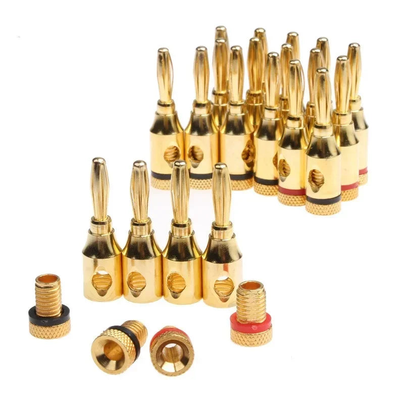 20/8Pcs 24k Gold-Plated Banana Plugs 4mm Audio Speaker Connectors for Musical Cables & Speaker Jacks Durable Pin Plugs