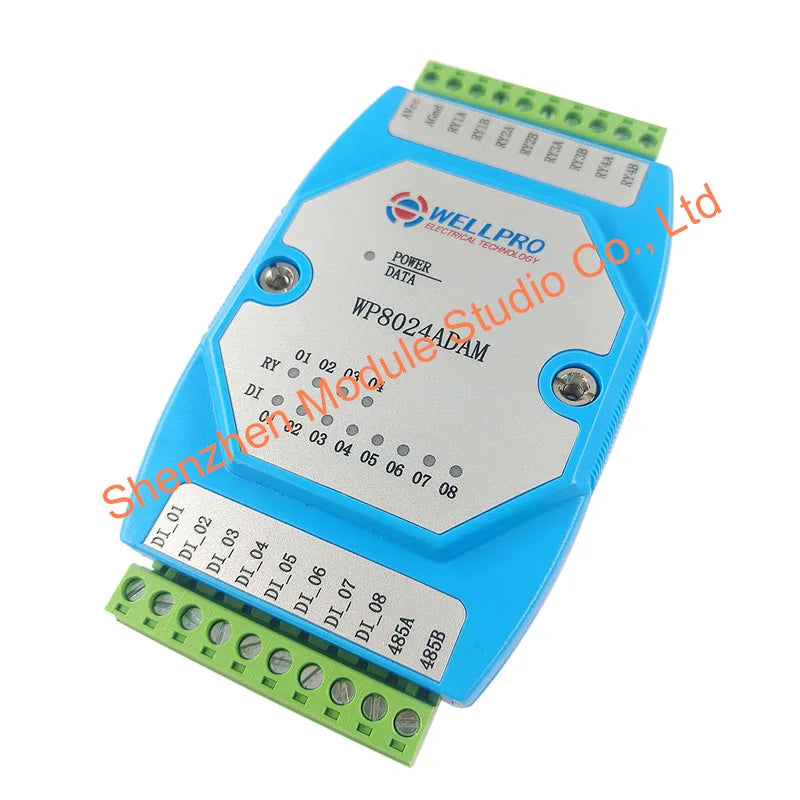 WP8024ADAM 8DI 4RO Digital Input and Relay Output Modules Optocoupler Isolated RS485 MODBUS RTU Communications