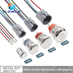 12/16/19/22mm Waterproof Metal Push Button Switch LED Light Momentary Latching Car Engine Power Switch 12V 24V Red Blue