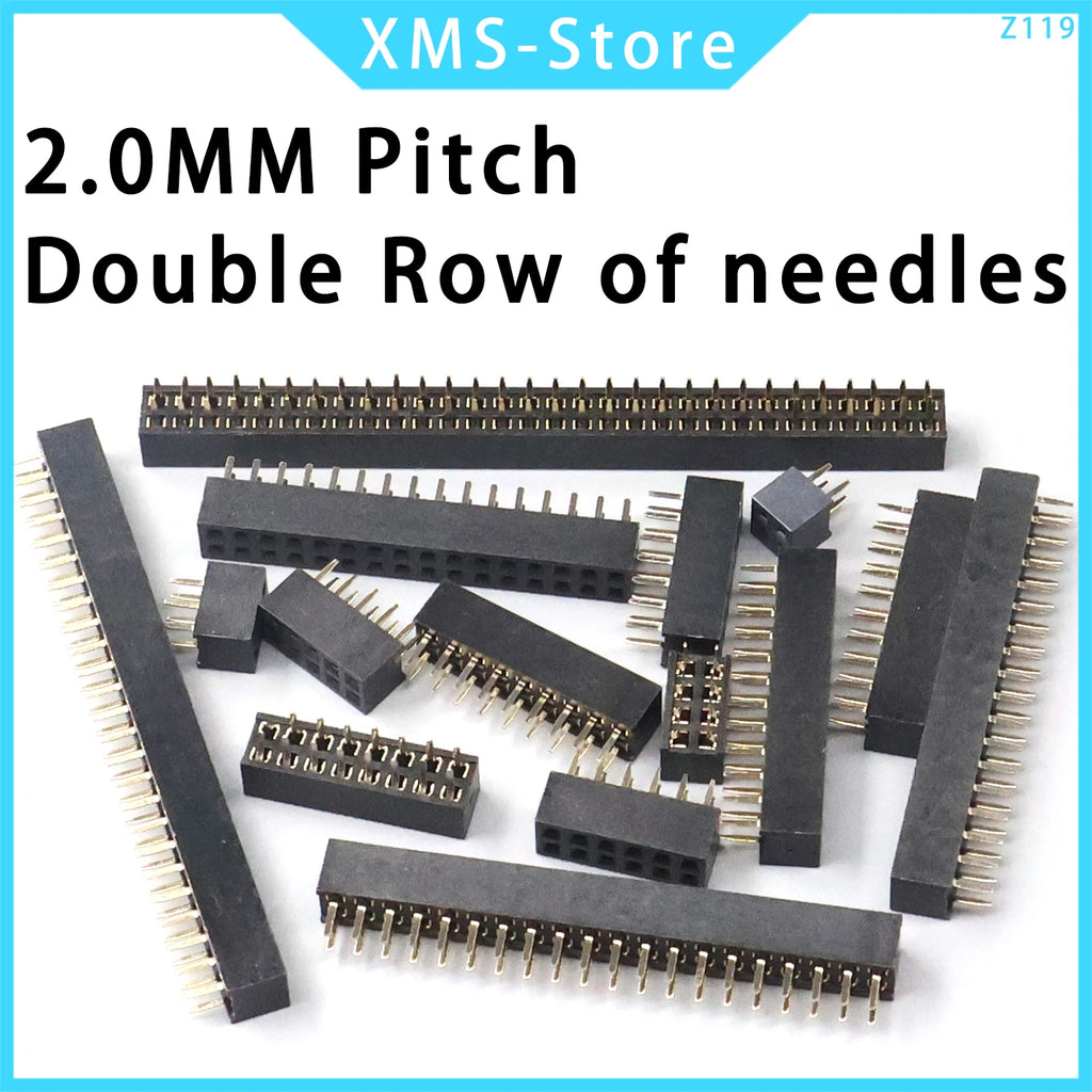 2.0mm Double  Row Female 2x2/3/4/5/6/7/8/10/20/40 Pin Pin Header Connector 2mm Pitch Strip For Arduino PCB