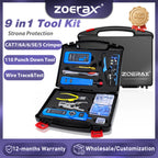 ZoeRax 9 in 1 RJ45 Crimper Tool Kit with Wire Tester/Tracker,Crimping Tool,CAT6 Connector,Cover,Punch Down Tool,Stripper,Cutter