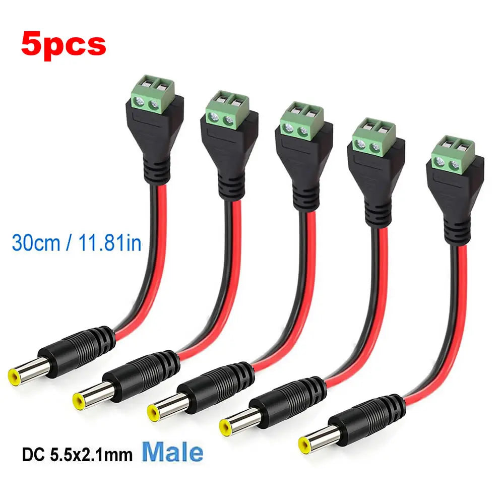 DC 5.5mmx2.1mm Screw Terminal Block Adapter Power Extension Cable DC to 2Pin Solderless Connector Replacement Repair Supply Cord
