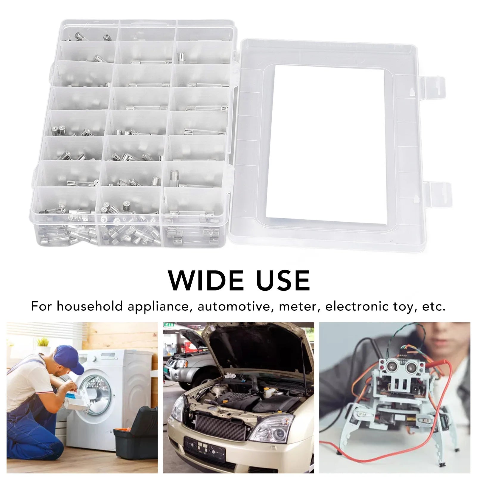360Pcs/box Glass Fuse Tube 0.25A‑20A 24 Types 6x30mm 5x20mm Assortment Set Kit for Circuit Protection