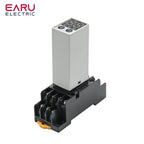 EARU Digital Time Relay 0.1s-990h Multi-Mode Power On Off Delay Cycle Timer AC DC 24-240V 2NO2NC with Base Socket