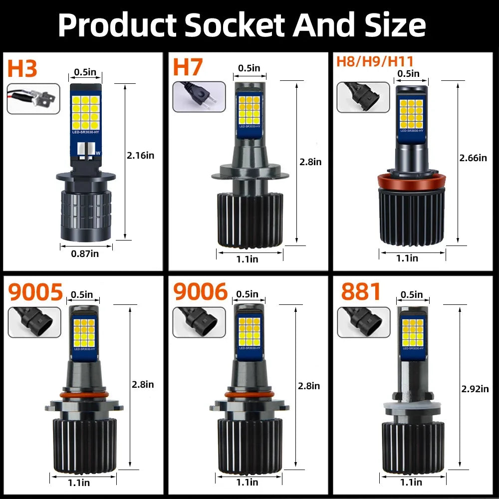 2PCS Strobe Car Fog Lamp H1 H3 H8 H11 LED 9005 HB3 9006 Hb4 H7 Auto Daytime Running Light Flash Driving Bulb White