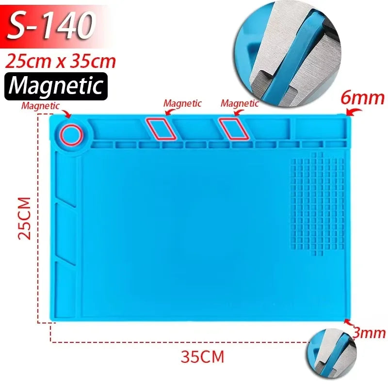 ESD Anti-Static Silicone Soldering Mat Heat Resistant Magnetic Repair Work Pad For Laptop Phone Watch PCB Electronic Maintenance