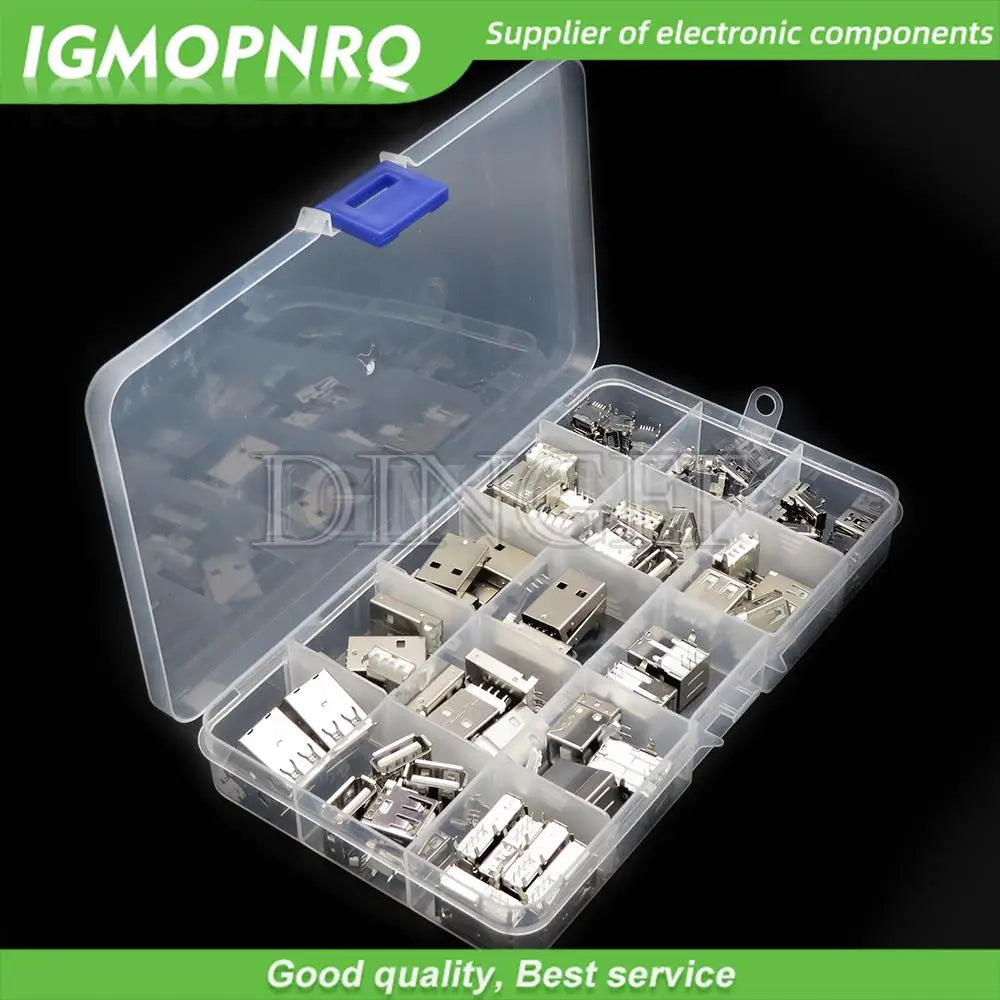 14Values 82PCS USB Type A Standard Port Female Solder Jacks Connector PCB Socket USB-A USB-B type