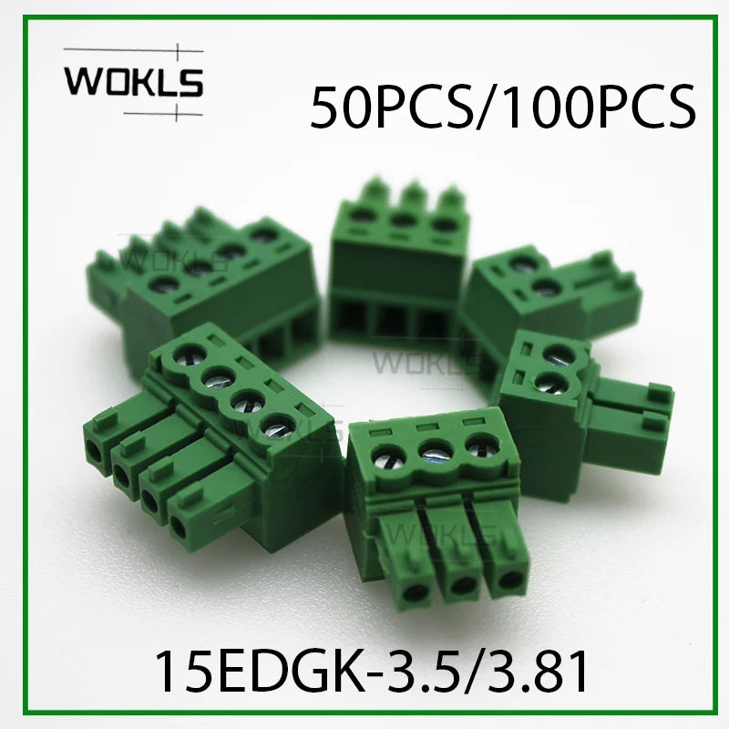 50pcs/100pcs  PCB Screw Terminal Block Connector PLUG PIN HEADER SOCKET  KF2EDGK  15EDGK MC1.5/ST 3.81 3.5 BCZ3.81/180