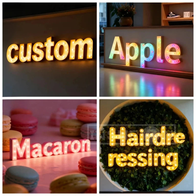 Custom Bulb Letters Metal Light  Marquee Signs Custom Business Illuminated Signs Ideal Shop Decor Custom Vintage Light Up Wall