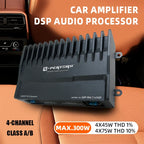 4-Channel DSP Car Amplifier, 300W Max / 4x75W RMS A/B Class Car Audio Amp, Digital Sound Processor for Vehicle Stereo System