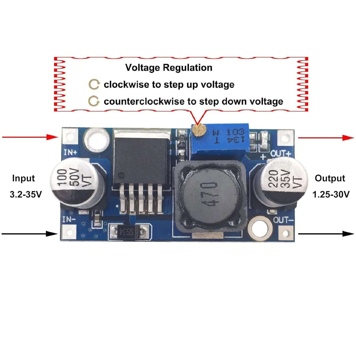 LM2596 Step Down Module DC to DC Adjustable Buck Converter Voltage Regulator Conversion Power Supply Module LM2596