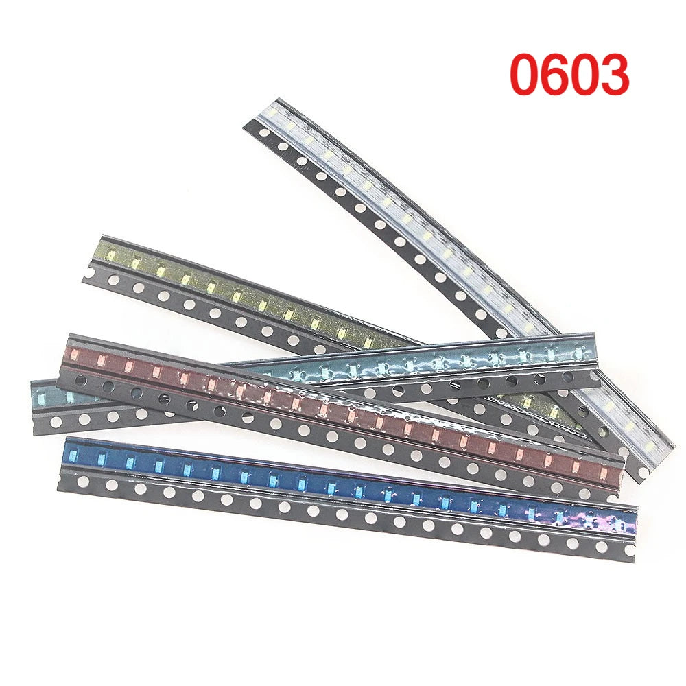 5 Colors SMD LED Light Emitting Diode Assortment Kit - 100pcs 0603/0805/1206/1210/5050/5730 Miniature LED Diodes