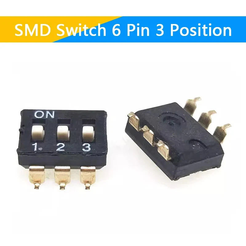 10pcs/lot Slide Type SMT SMD Dip Switch, 2.54mm Pitch 2 Row 4 Pin 2 Position / 8 pin 4 Position / 16 pin 8 Position