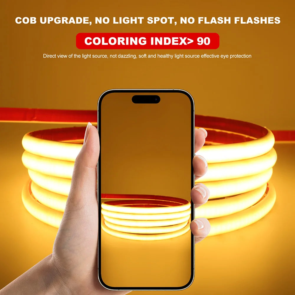 COB Led Neon Strip IP68 Waterproof 12V 24V Light Tape 320 LEDs Flexible Milk Tube Liner Lighting 10 Colors 0.5m 1m 2m 3m 4m 5m