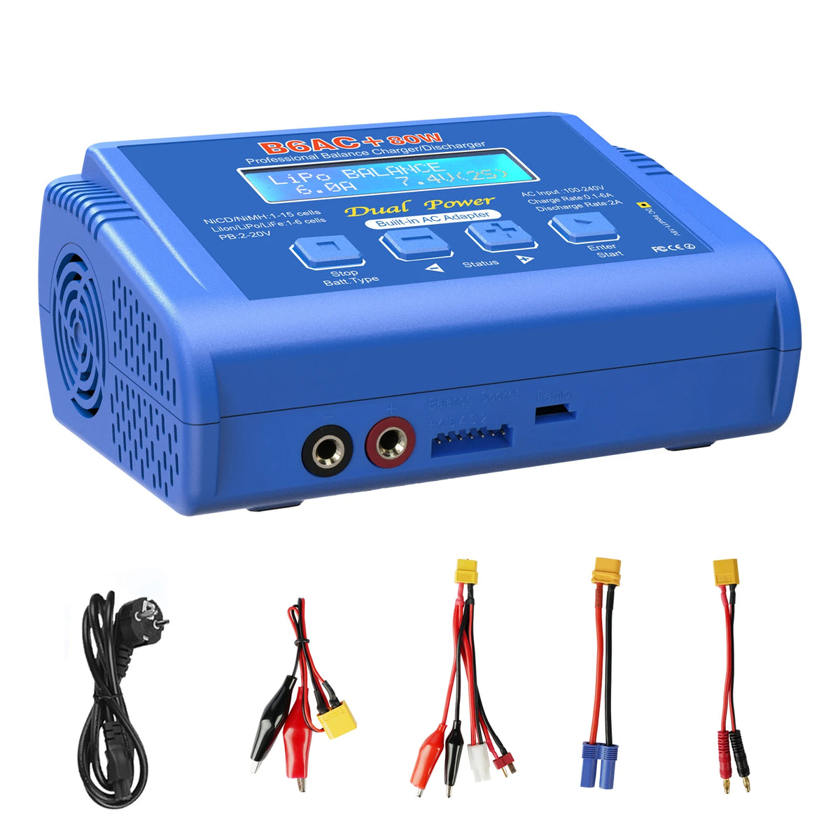 IMAX B6 80W Digital RC Balance Charger Discharger for LiPo NiMH NiCd LiFe Pb Battery Lipro Charger+ 15V 6A Adapter Optional
