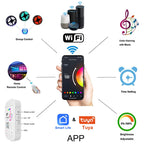 30M 12V WiFi Bluetooth RGB LED Strip Lights 5050 with Ac100-240V Adapter APP Control Music Sync Remote for Bedroom Kitchen Party