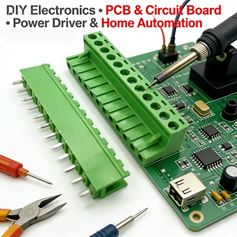 5Pair 5.08mm Pitch 2EDG Straight Pin PCB Screw Terminal Block 2/3/4/5/6/7/8/9/10/12Pin 300V 10A Wire Connector Plug-in Socket