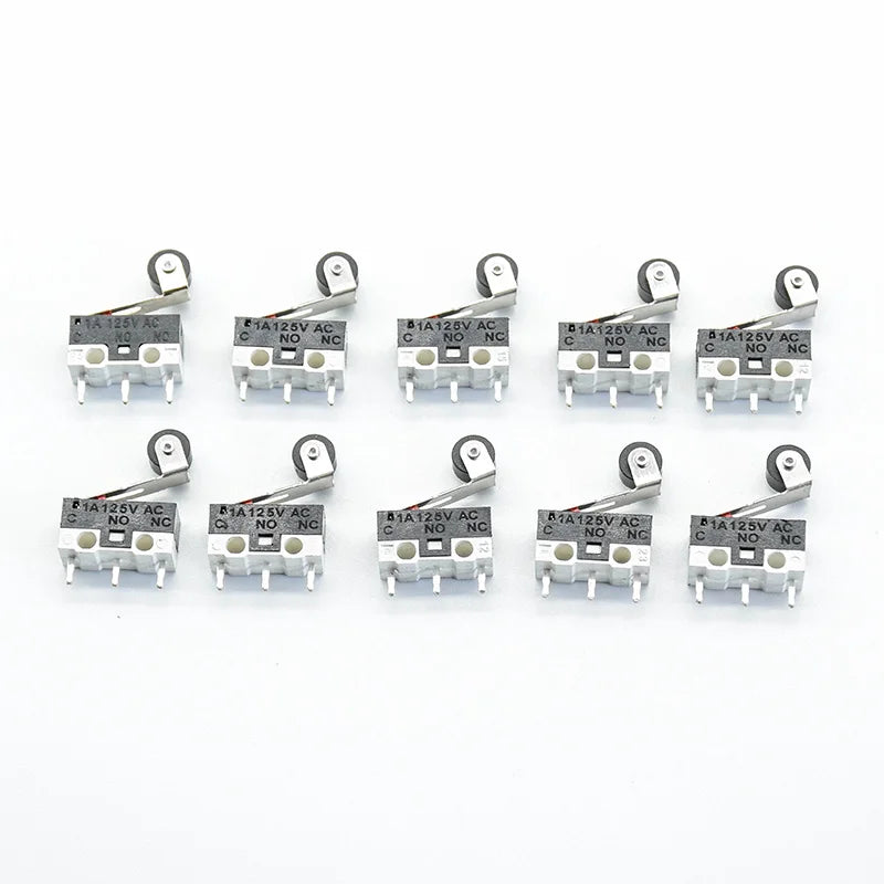 10pcs  3Pins Long handle Roller Lever Arm SPDT 12* 6 *6mm TIAIHUA Mous  Switch 1A 125V AC Micro Limit Switch