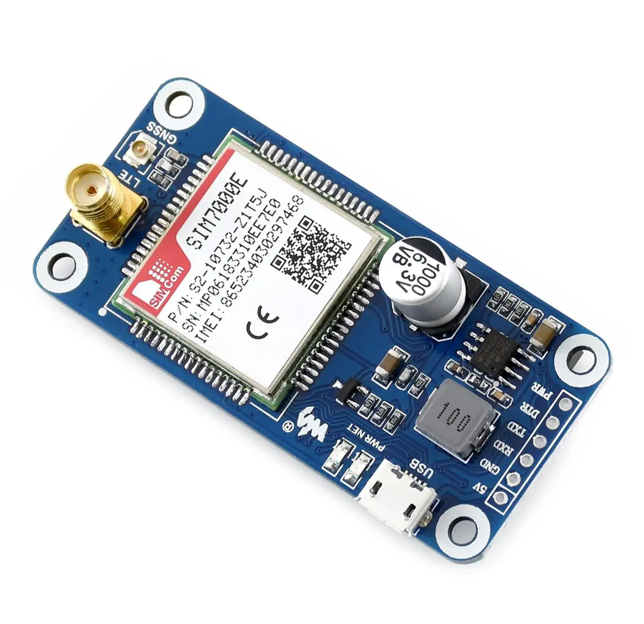 Waveshare NB-IoT / eMTC / EDGE / GPRS / GNSS HAT Based On SIM7000E for Raspberry Pi for Europe Africa Australia Southeast Asia