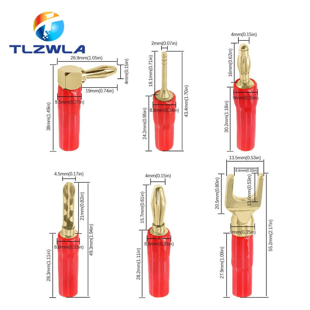 Musical Sound Banana Plugs Speaker Wire Connector Dual Screw Lock 24K Gold Plated Banana Connectors Jack for Speaker Wire