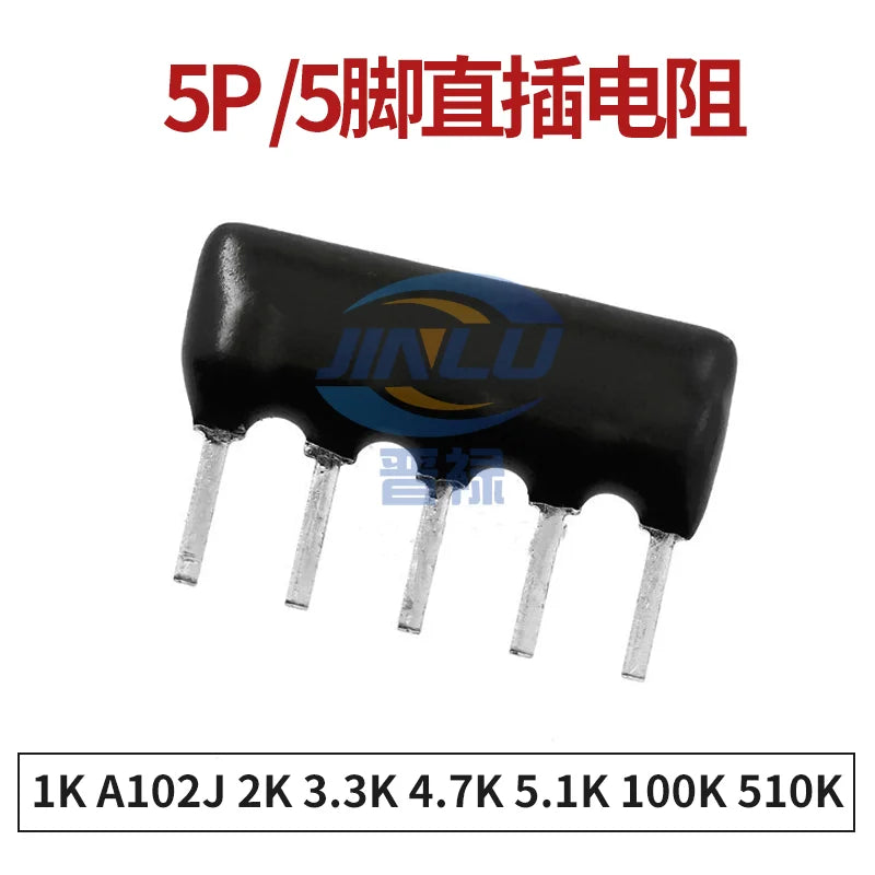 10pcs 10PIN 2.54mm Exclusion Network Resistor Array 1K/2K2/3.3K/4.7K/5K1/10K A102J A222J A332J A472J A512J A103J A473J A104J