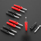 Cleqee 10pcs  4mm Stackable Banana Plug 32A High Current Screw Locking/Welding Copper Connector for Multimeter Speaker Cable