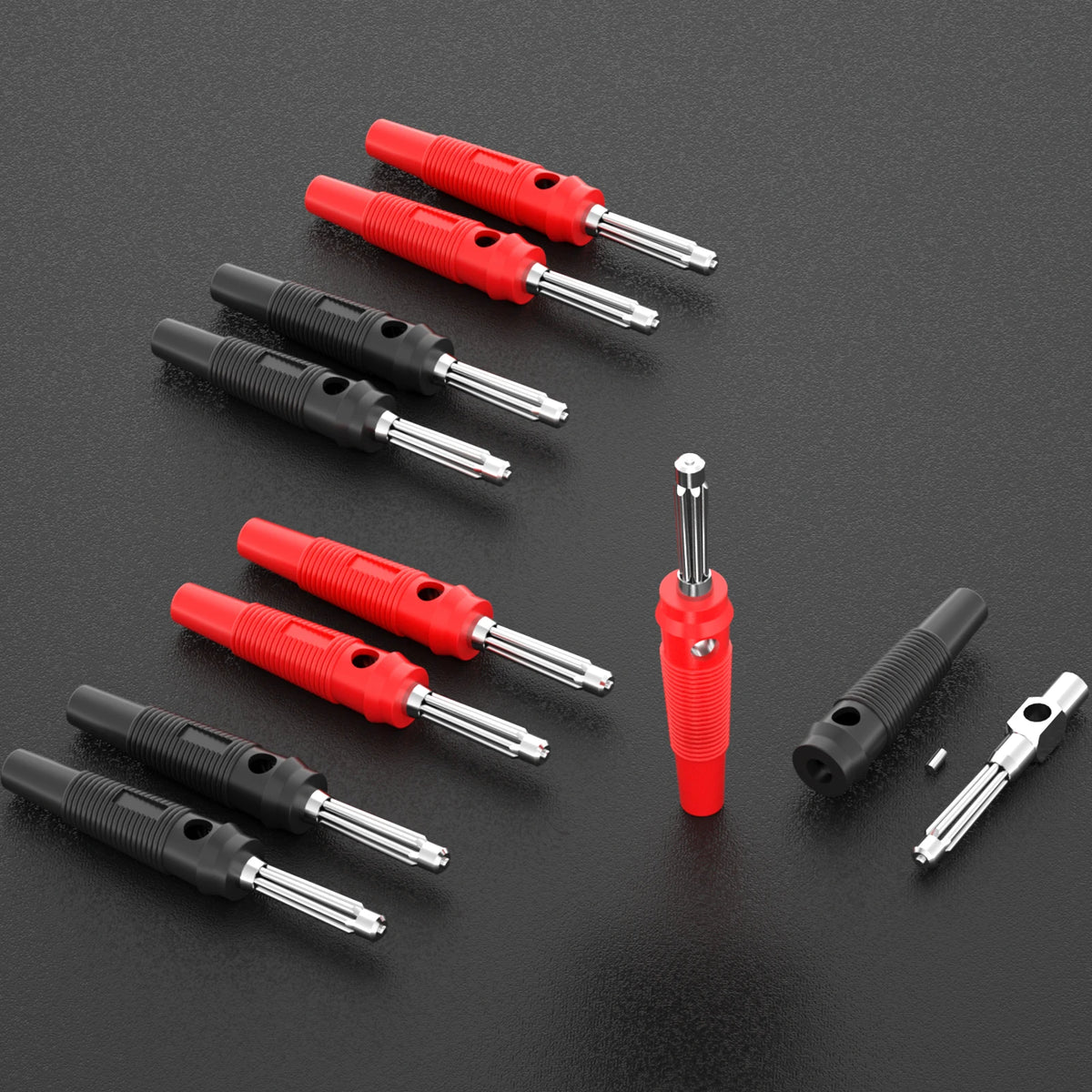 Cleqee 10pcs  4mm Stackable Banana Plug 32A High Current Screw Locking/Welding Copper Connector for Multimeter Speaker Cable