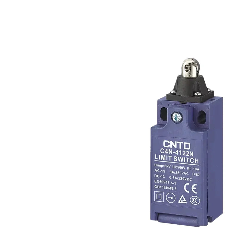 Limit Switch, CNTD C4N‑4122N plastic metal composite housing 1NO1NC forced disconnect contact, 10A 250VAC IP67 metal roller leve
