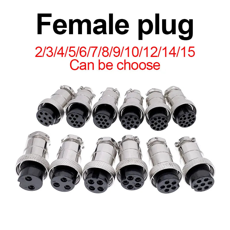 GX20 Metal Aviation Connector 2 3 4 5 6 7 8 9 10 12 14 15 Pin Male Female Plug Socket Panel Mount Flange Circular Cable Joint