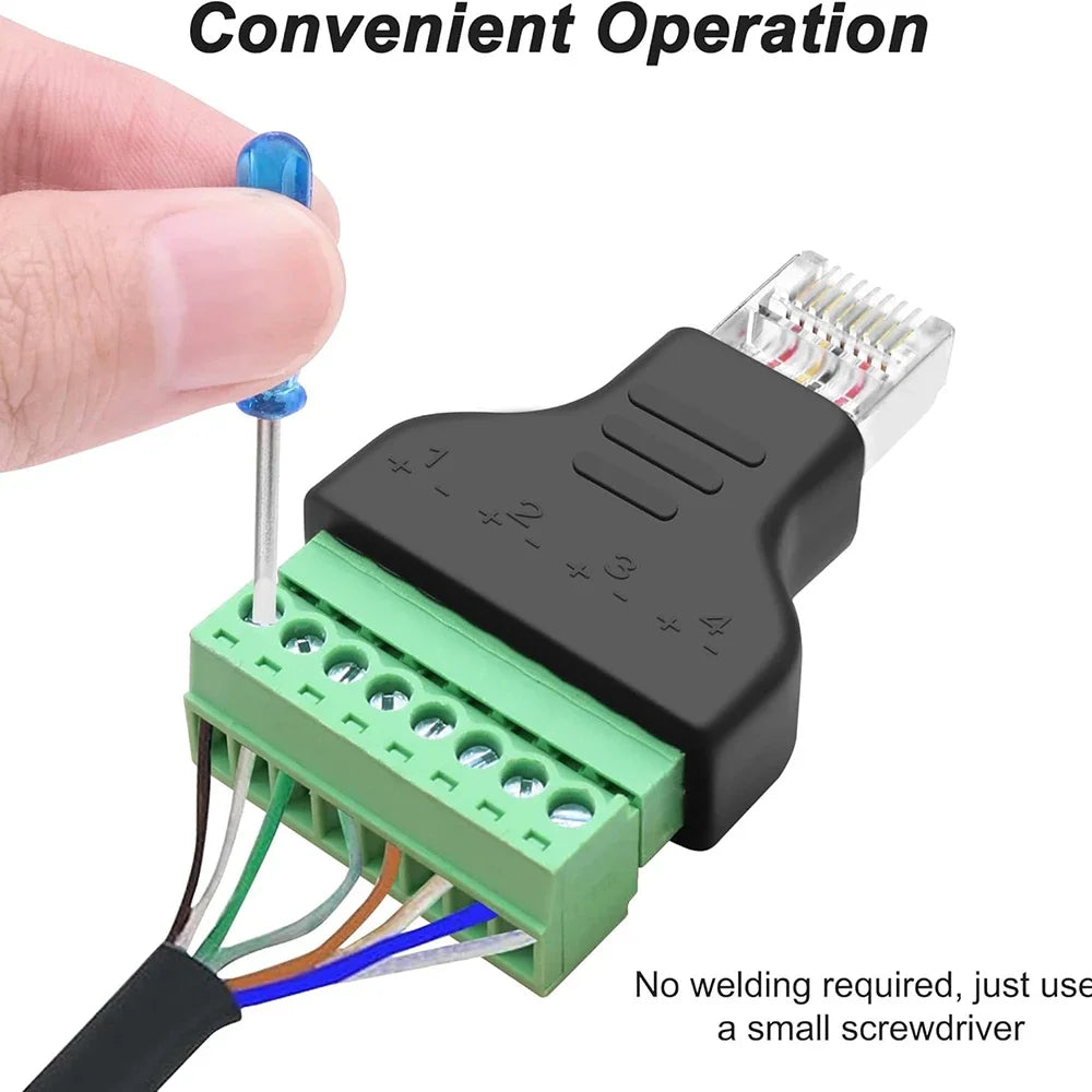 RJ45 Male Female To 8 Pins Screw Terminal Block Adapter RJ45 8P8C Breakout Board for Cat7 Cat6 Cat5 Ethernet Extender Connector