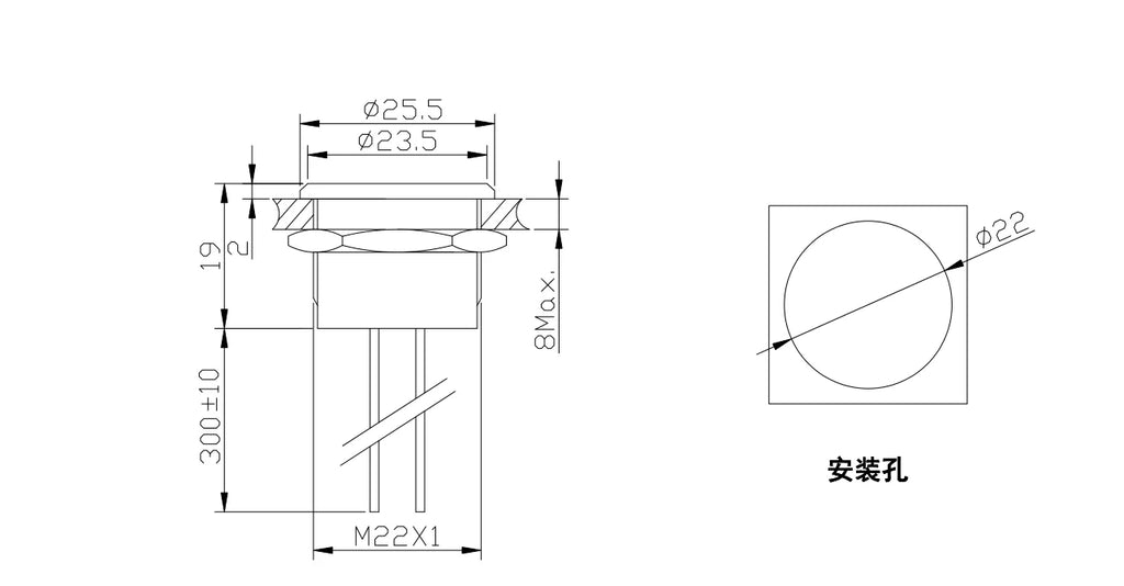16mm 19mm 22mm 25mm Waterproof IP68 200mA  Momentary Normally Open Switch Stainless Steel Piezo Switch